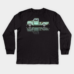 Light Green Vintage Truck Kids Long Sleeve T-Shirt